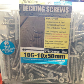 DECKING SCREWS STAINLESS STEEL 304 COUNTERSUNK SQUARE HEAD
