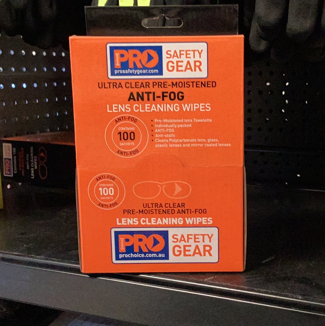 Pro safe anti fog cleaning wipes box 100