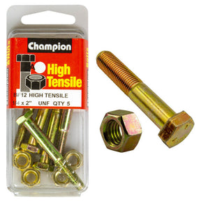 HIGH TENSILE ZINC HEX BOLT & NUT UNF PACK