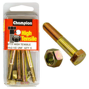 HIGH TENSILE ZINC HEX BOLT & NUT UNF PACK