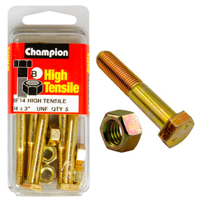 HIGH TENSILE ZINC HEX BOLT & NUT UNF PACK