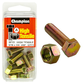 HIGH TENSILE ZINC HEX BOLT & NUT UNF PACK