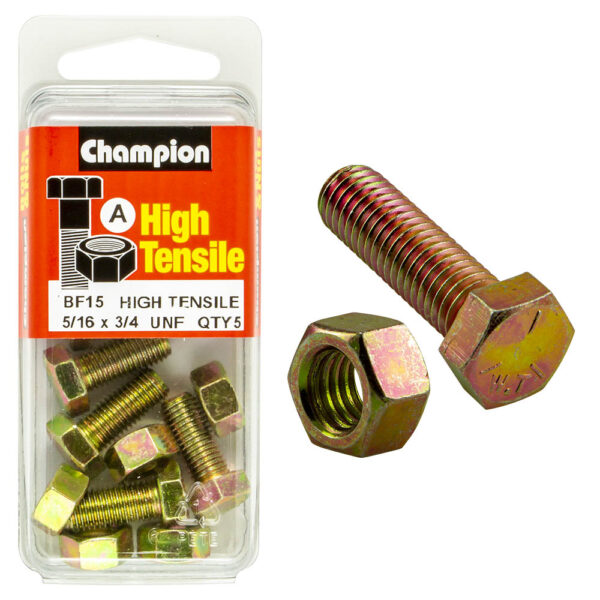 HIGH TENSILE ZINC HEX BOLT & NUT UNF PACK