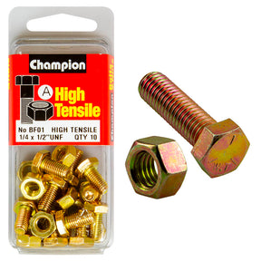 HIGH TENSILE ZINC HEX BOLT & NUT UNF PACK