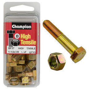 HIGH TENSILE ZINC HEX BOLT & NUT UNF PACK