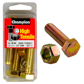HIGH TENSILE ZINC HEX BOLT & NUT UNF PACK
