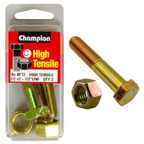 HIGH TENSILE ZINC HEX BOLT & NUT UNF PACK