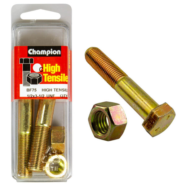 HIGH TENSILE ZINC HEX BOLT & NUT UNF PACK