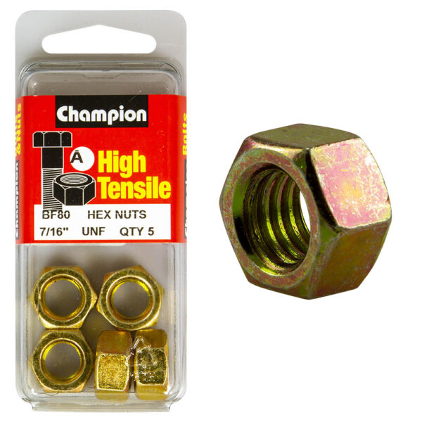 HIGH TENSILE ZINC HEX NUTS UNC / UNF PACK
