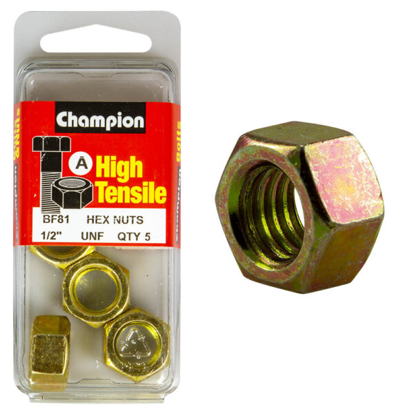 HIGH TENSILE ZINC HEX NUTS UNC / UNF PACK