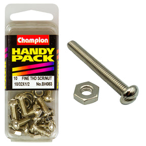 NICKEL PLATED SCREWS AND NUTS HANDY PACK