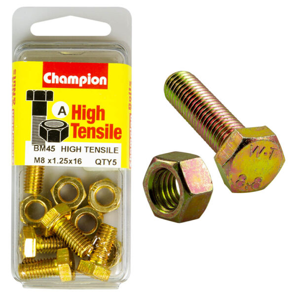 HIGH TENSILE METRIC HEX BOLT & NUT PACK