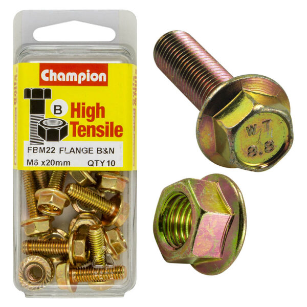 HIGH TENSILE ZINC METRIC FLANGE BOLT & NUT PACK