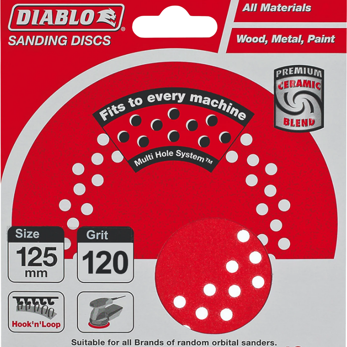 Diablo 125mm 120 Grit Hook & Loop Random Orbital Sanding Discs - 10 Pack