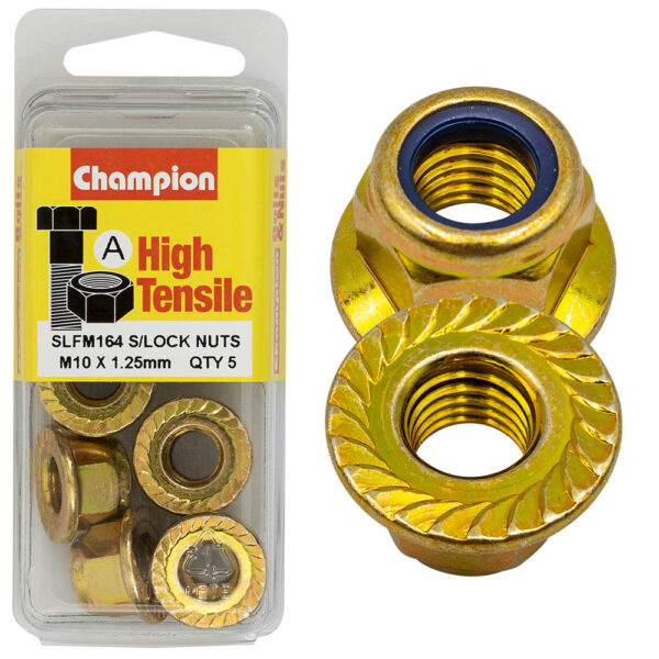 HIGH TENSILE ZINC SELF LOCKING / NYLON FLANGE HEX NUT PACK