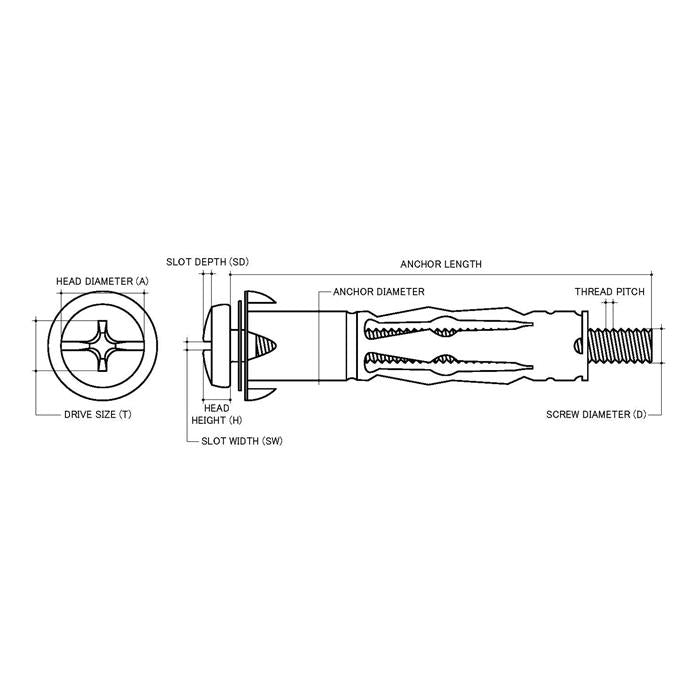 HOLLOW WALL ANCHOR 8MM X 1-5 MM ZINC