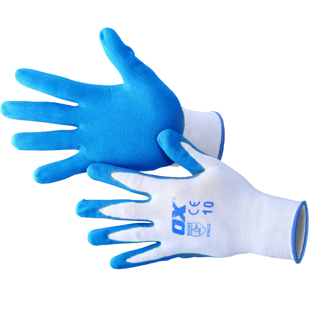 OX POLYESTER LINED NITRILE GLOVE 5 PK